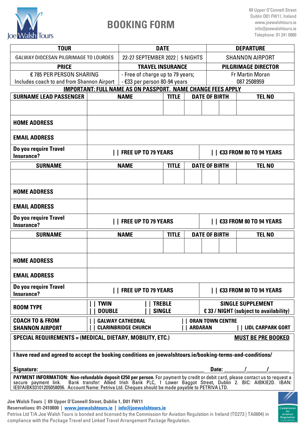 Booking form