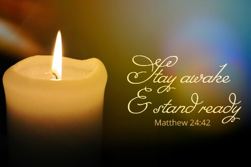 candles with scripture text overlaid